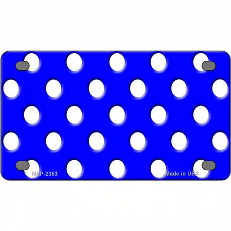 White Polka Dots Royal Blue Metal Novelty License Plate 4" x 2.2" (MLP)