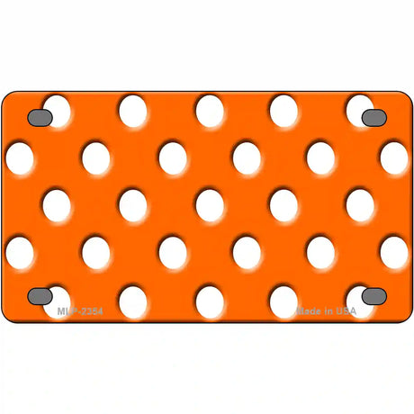 White Polka Dots Orange Metal Novelty License Plate 4" x 2.2" (MLP)