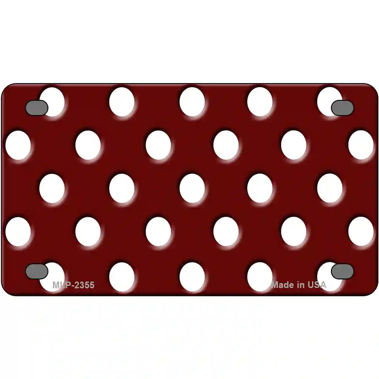 White Polka Dots Burgundy Metal Novelty License Plate 4" x 2.2" (MLP)