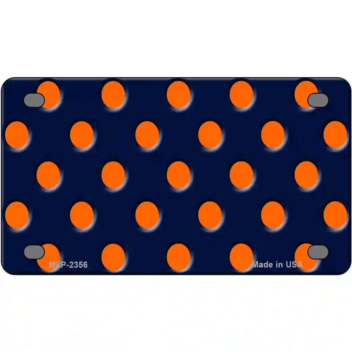 Orange Polka Dots Navy Blue Metal Novelty License Plate 4" x 2.2" (MLP)