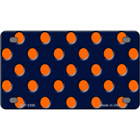 Orange Polka Dots Navy Blue Metal Novelty License Plate 4" x 2.2" (MLP)