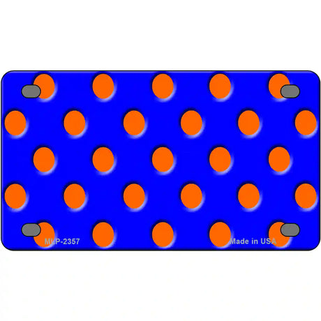 Orange Polka Dots Royal Blue Metal Novelty License Plate 4" x 2.2" (MLP)