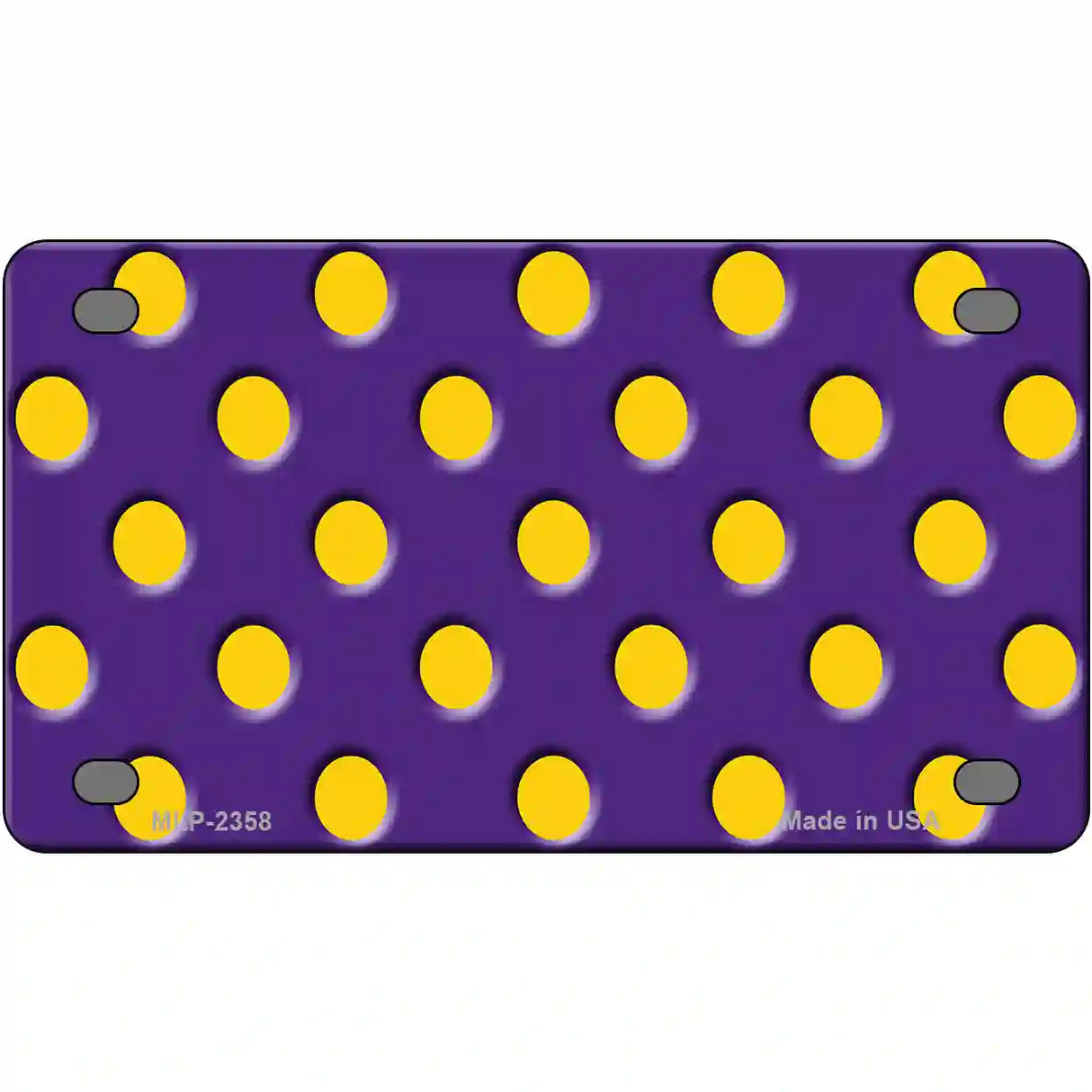 Yellow Polka Dots Purple Metal Novelty License Plate 4" x 2.2" (MLP)