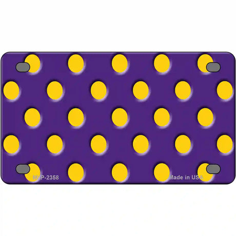 Yellow Polka Dots Purple Metal Novelty License Plate 4" x 2.2" (MLP)