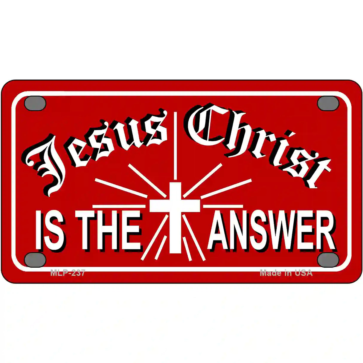 Jesus Christ Is The Answer Metal Novelty License Plate 4" x 2.2" (MLP)