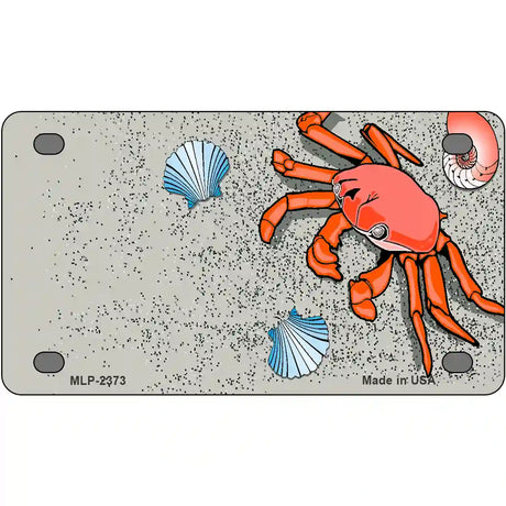 Crab And Seashells Metal Novelty License Plate 4" x 2.2" (MLP)