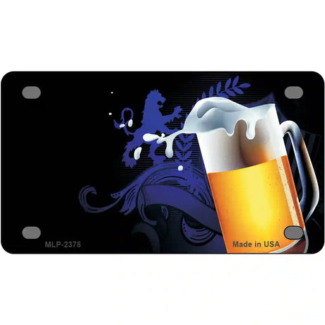 Frothy Beer Mug Offset Metal Novelty License Plate 4" x 2.2" (MLP)