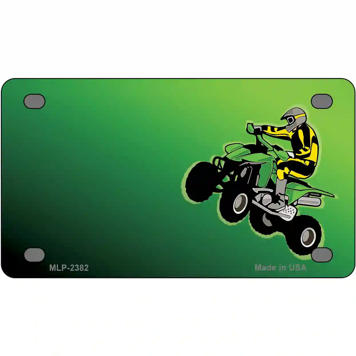 Quad Rider Offset Flat Metal Novelty License Plate 4" x 2.2" (MLP)