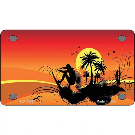 Sunset Surfer Metal Novelty License Plate 4" x 2.2" (MLP)