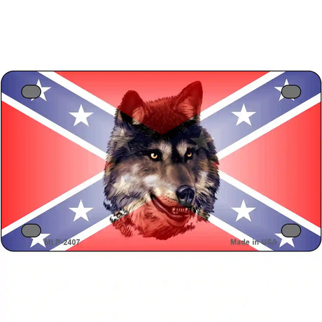 Confederate Flag Faded Wolf Metal Novelty License Plate 4" x 2.2" (MLP)