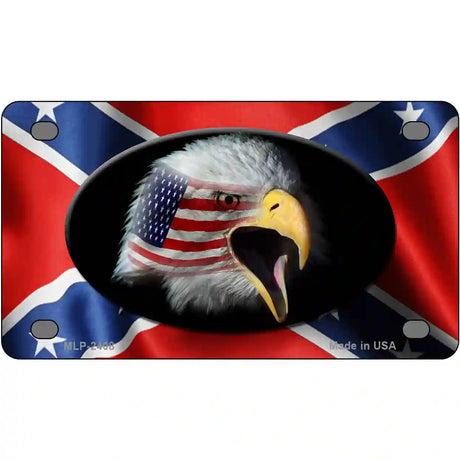 Rebel Flag American Eagle Metal Novelty License Plate 4" x 2.2" (MLP)