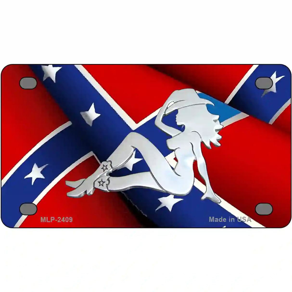 Rebel Flag Mudflap Cowgirl Metal Novelty License Plate 4" x 2.2" (MLP)