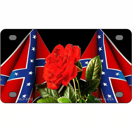 Rebel Rose Metal Novelty License Plate 4" x 2.2" (MLP)