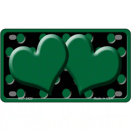 Green Black Polka Dot Green Center Hearts Novelty License Plate 4" x 2.2" (MLP)