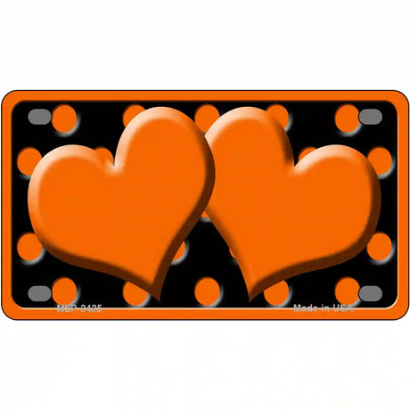 Orange Black Polka Dot Orange Center Hearts Novelty License Plate 4" x 2.2" (MLP)