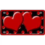 Red Black Polka Dot Red Center Hearts Novelty License Plate 4" x 2.2" (MLP)