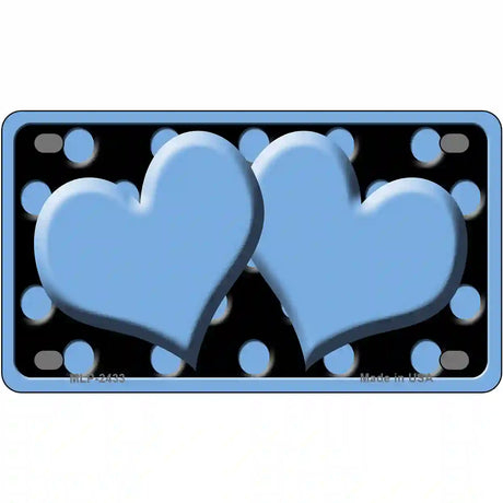 Light Blue Black Polka Dot Light Blue Centered Hearts Novelty License Plate 4" x 2.2" (MLP)