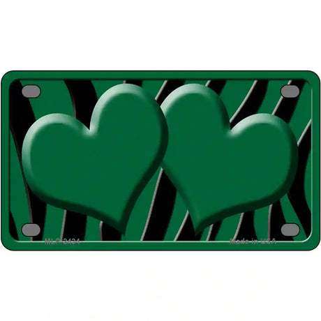 Green Black Zebra Green Centered Hearts Novelty License Plate 4" x 2.2" (MLP)