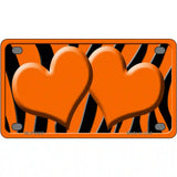 Orange Black Zebra Orange Centered Hearts Novelty License Plate 4" x 2.2" (MLP)