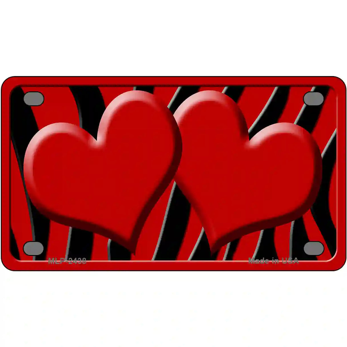 Red Black Zebra Red Centered Hearts Novelty License Plate 4" x 2.2" (MLP)