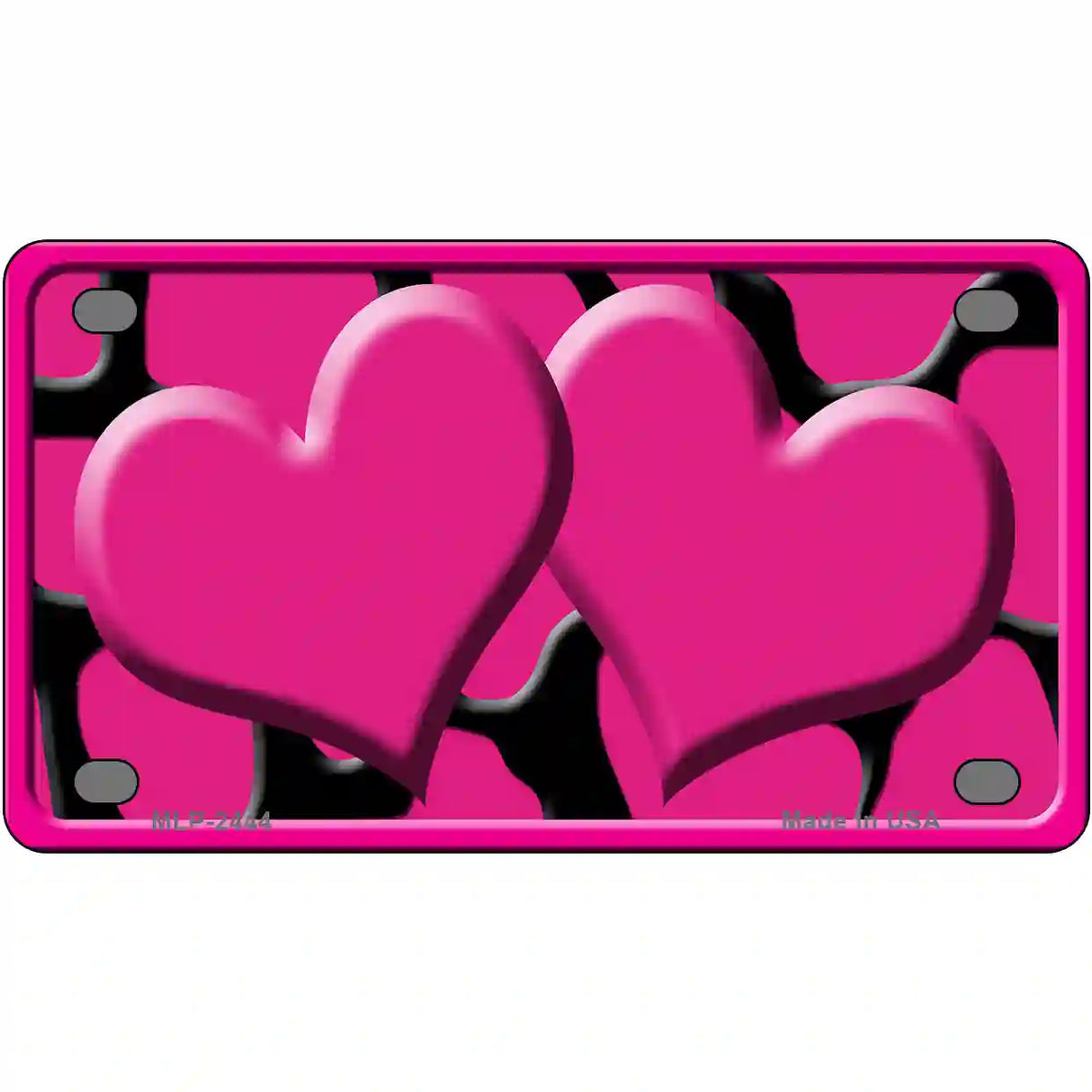 Pink Black Giraffe Pink Centered Hearts Novelty License Plate 4" x 2.2" (MLP)