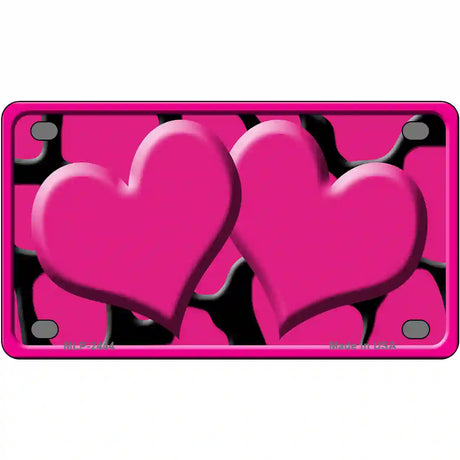 Pink Black Giraffe Pink Centered Hearts Novelty License Plate 4" x 2.2" (MLP)