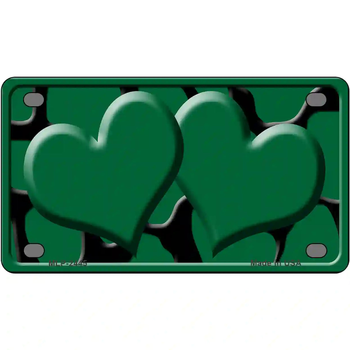 Green Black Giraffe Green Centered Hearts Novelty License Plate 4" x 2.2" (MLP)