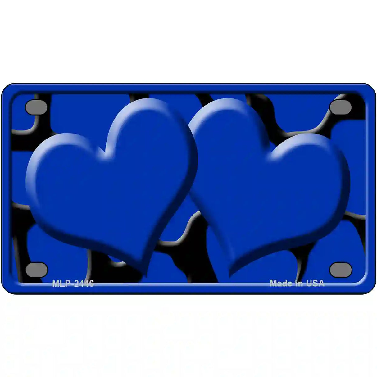 Blue Black Giraffe Blue Centered Hearts Novelty License Plate 4" x 2.2" (MLP)