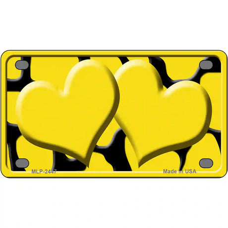 Yellow Black Giraffe Yellow Centered Hearts Novelty License Plate 4" x 2.2" (MLP)