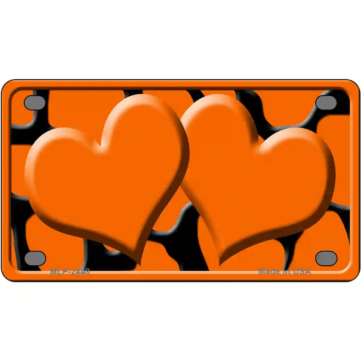 Orange Black Giraffe Orange Centered Hearts Novelty License Plate 4" x 2.2" (MLP)