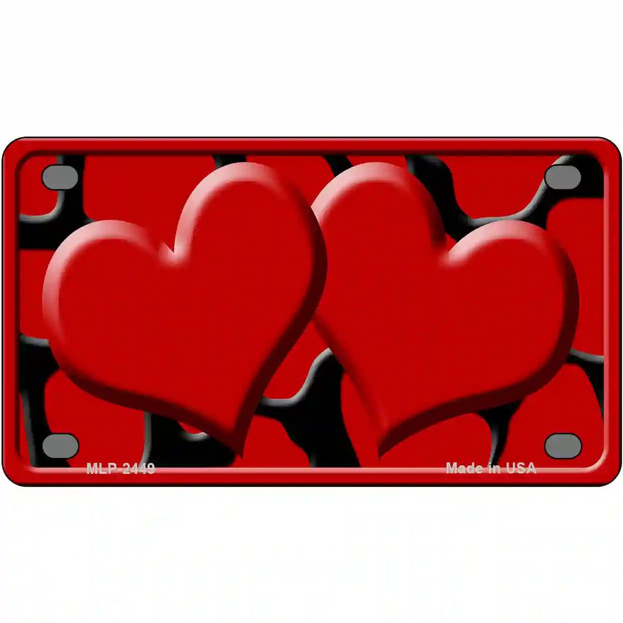 Red Black Giraffe Red Centered Hearts Novelty License Plate 4" x 2.2" (MLP)