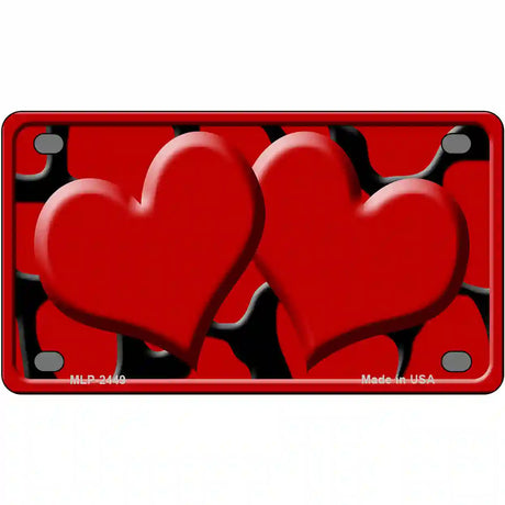 Red Black Giraffe Red Centered Hearts Novelty License Plate 4" x 2.2" (MLP)