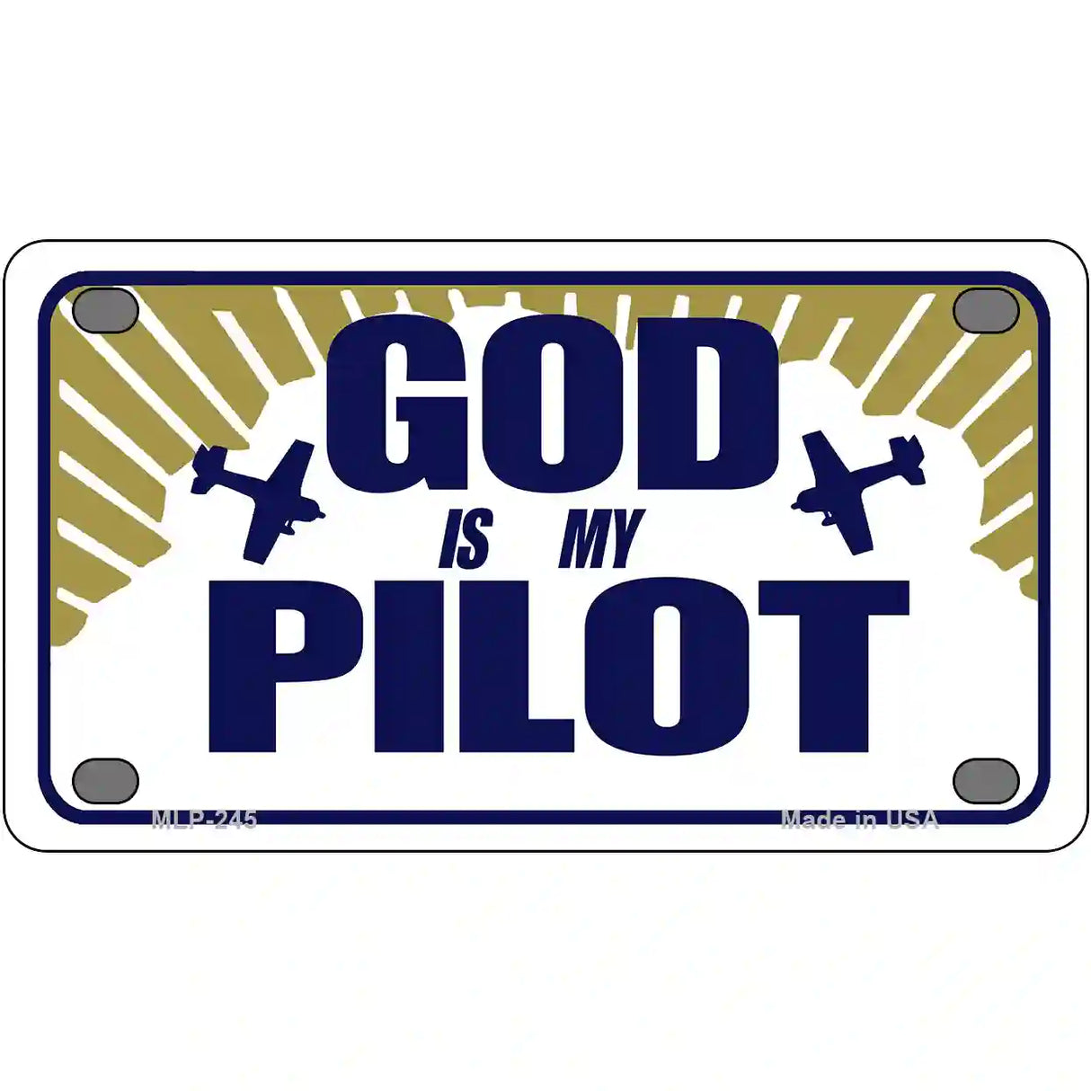 God Is My Pilot Metal Vanity Novelty License Plate 4" x 2.2" (MLP)