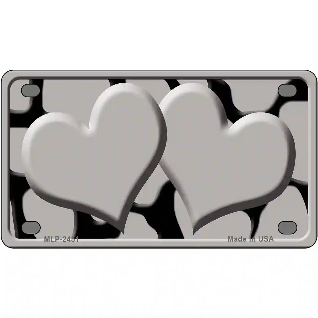 Grey Black Giraffe Grey Centered Hearts Novelty License Plate 4" x 2.2" (MLP)