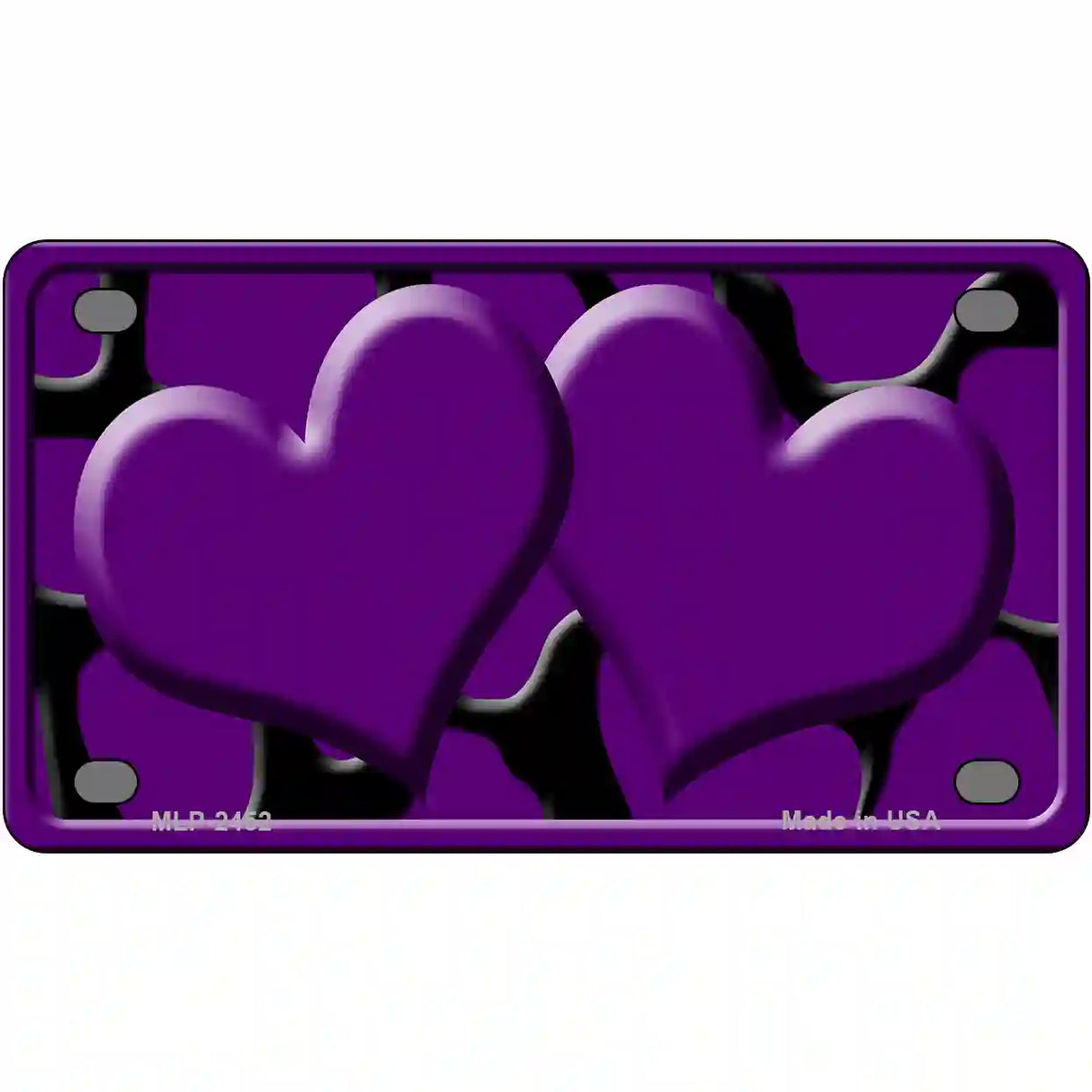 Purple Black Giraffe Purple Centered Hearts Novelty License Plate 4" x 2.2" (MLP)