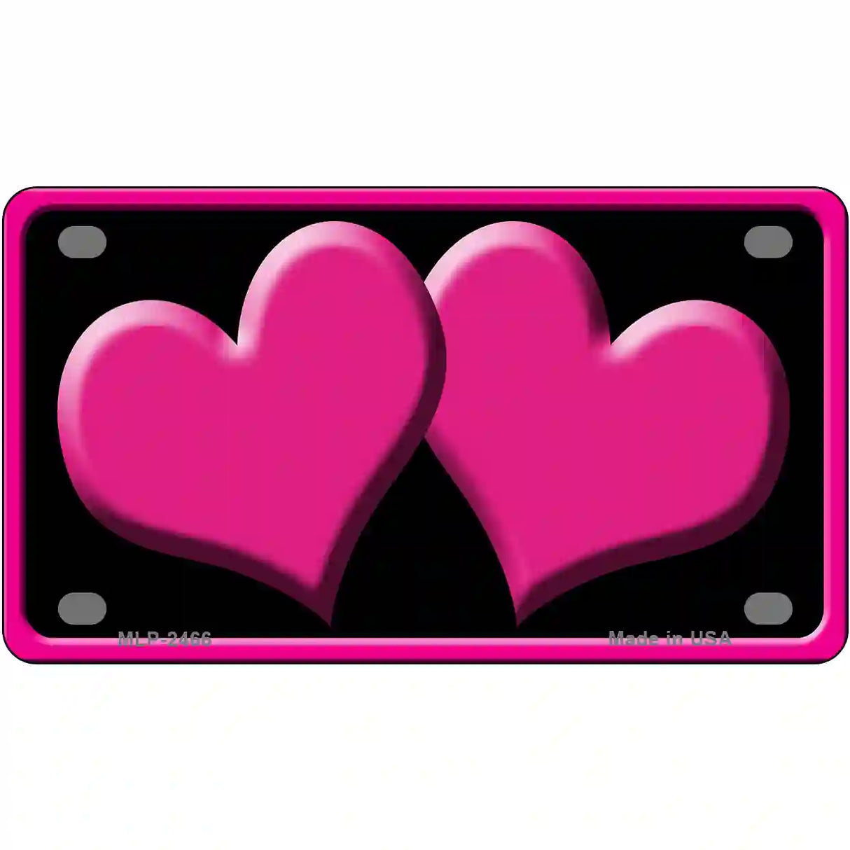 Solid Pink Centered Hearts Black Novelty License Plate 4" x 2.2" (MLP)