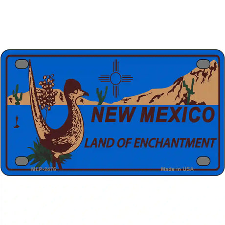 Roadrunner Blue New Mexico Metal Novelty License Plate 4" x 2.2" (MLP)