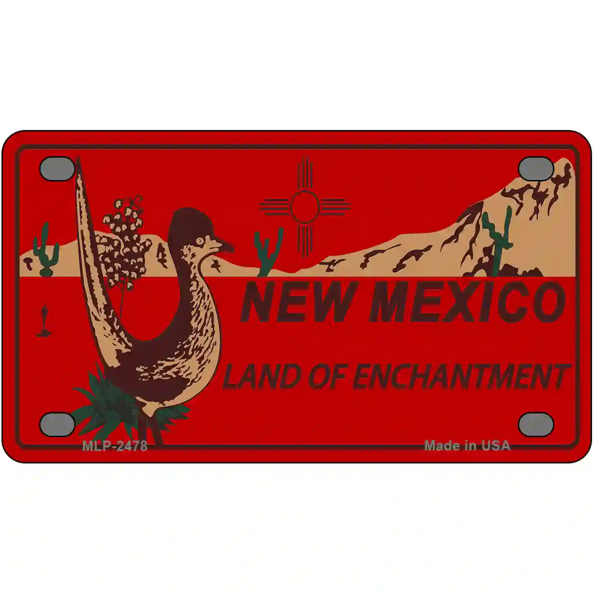 Roadrunner Red New Mexico Metal Novelty License Plate 4" x 2.2" (MLP)