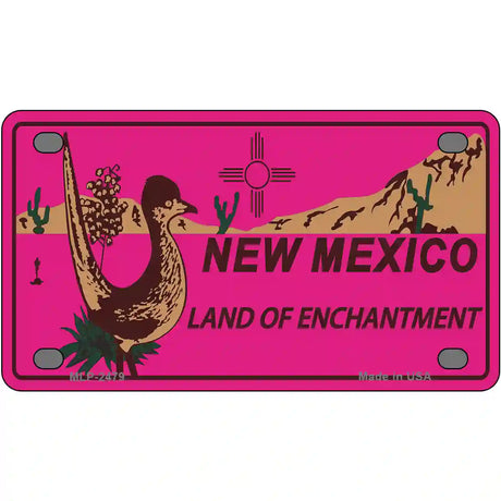 Roadrunner Pink New Mexico Metal Novelty License Plate 4" x 2.2" (MLP)