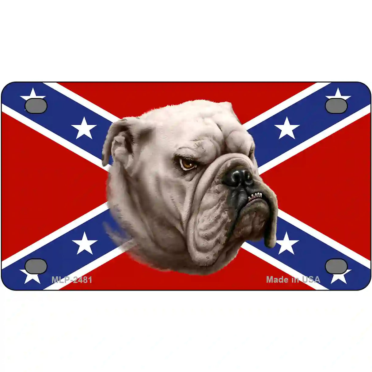 Confederate Flag Bulldog Metal Novelty License Plate 4" x 2.2" (MLP)