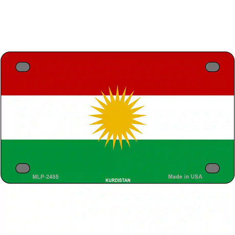 Kurdistan Flag Metal Novelty License Plate 4" x 2.2" (MLP)