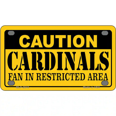 Caution Cardinals Metal Novelty License Plate 4" x 2.2" (MLP)