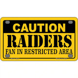 Caution Raiders Metal Novelty License Plate 4" x 2.2" (MLP)