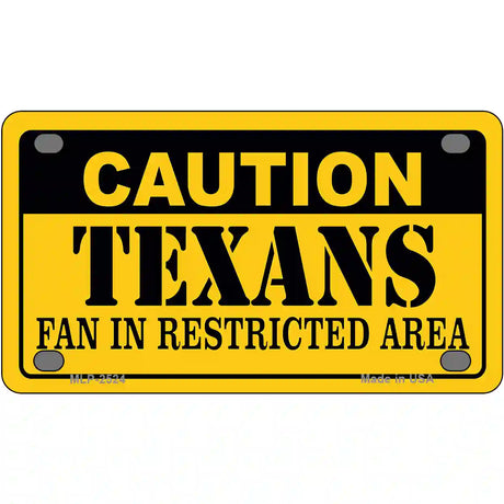 Caution Texans Metal Novelty License Plate 4" x 2.2" (MLP)