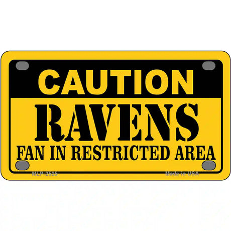 Caution Ravens Metal Novelty License Plate 4" x 2.2" (MLP)