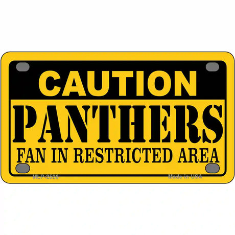 Caution Panthers Metal Novelty License Plate 4" x 2.2" (MLP)