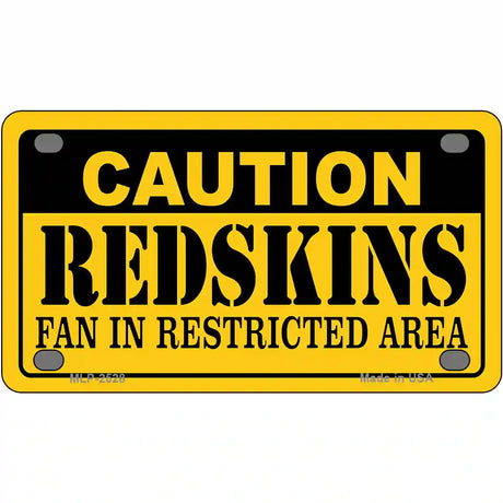 Caution Redskins Metal Novelty License Plate 4" x 2.2" (MLP)