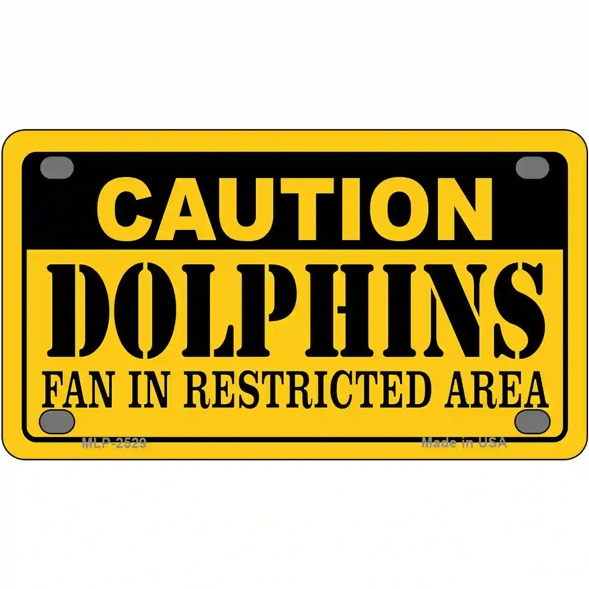 Caution Dolphins Metal Novelty License Plate 4" x 2.2" (MLP)