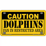 Caution Dolphins Metal Novelty License Plate 4" x 2.2" (MLP)