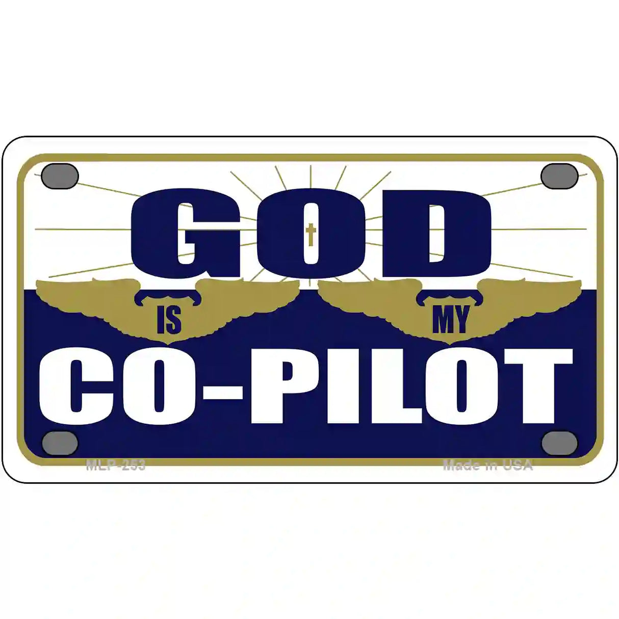 God Is My Co-Pilot Metal Novelty License Plate 4" x 2.2" (MLP)